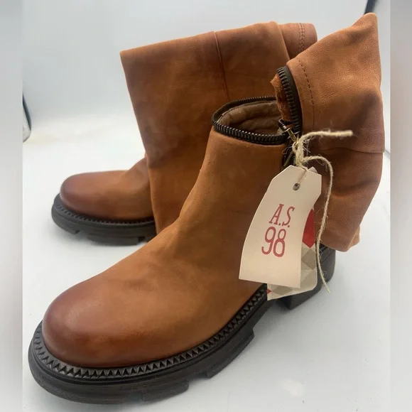 A.S.98 Larrie Convertible Boot Women’s Size 8 EU39 Whiskey Brown Leather NWT - Picture 6 of 13